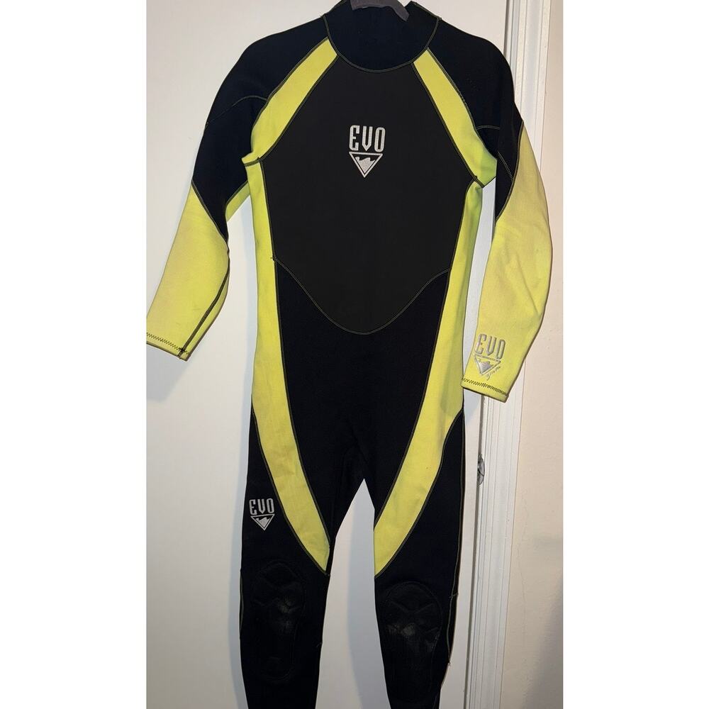 EVO Men's & Unisex Long Sleeve Black & Yellow Wetsuit Dive Size Medium Used